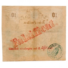 10 Gulden Bankjegy 1863 Hamisítványa Nagyon Ritka!