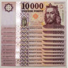 10000 Forint Bankjegy 2014 AB-AK,AM extrém alacsony sorszám