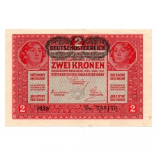 2 Korona Bankjegy 1917 Deutschösterreich bélyegzéssel aXF