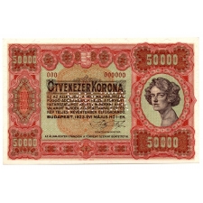 50000 Korona Államjegy 1923 MINTA