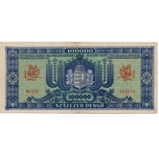 kék 100000 Pengő Bankjegy 1945 EF bélyeggel