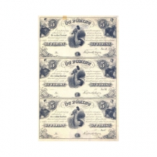 Kossuth 5 Forint  Bankjegyív 1852 Philadelphia A,B,C sorozat