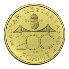 2014 Deák Ferenc 200 Forint Piefort emlékérem BU, rézleveret
