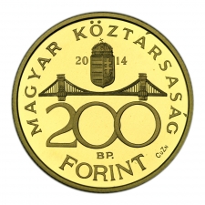 2014 Deák Ferenc 200 Forint Piefort emlékérem PP, rézleveret