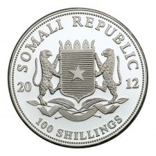 Elefánt 1 uncia ezüst Szomália 100 Shilling 2012 PP