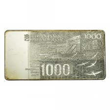 Finnország 1000 Márka Bankjegy befektetési ezüst lapka 1986