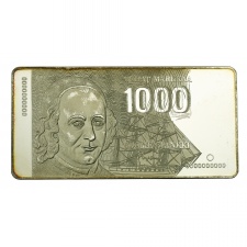 Finnország 1000 Márka Bankjegy befektetési ezüst lapka 1986