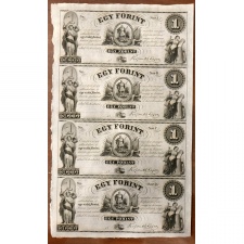 Kossuth 1 Forint  Bankjegyív 1852 Philadelphia A,B,C,D sorozat