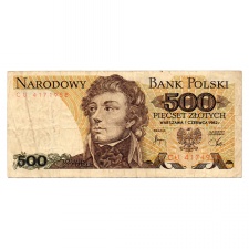 Lengyelország 500 Zloty Bankjegy 1982 P145d L161b