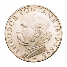 Németország ezüst 5 Márka 1969 G Theodor Fontane
