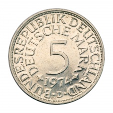 Németország ezüst 5 Márka 1974 D
