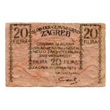 Zágráb 20 Fillér 1919