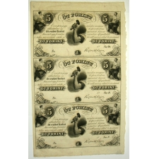 Kossuth 5 Forint  Bankjegyív 1852 Philadelphia D,E,F, sorozat