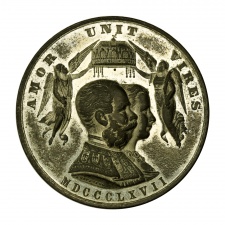 Érem I. Ferenc József és Erzsébet budai koronázására 1867 Bécs