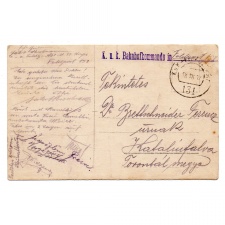  I. Világháborús Katonai képeslap KuK Bahnhofkommando Feldpost 