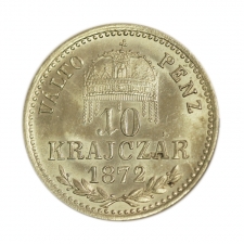 Ferenc József 10 Krajcár 1872 váltó-pénz K-B