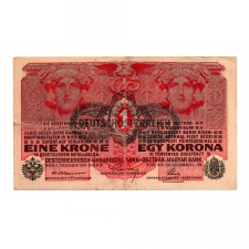 1 Korona Bankjegy 1916 Deutschösterreich bélyegzéssel VF