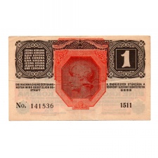 1 Korona Bankjegy 1916 Deutschösterreich bélyegzéssel VF