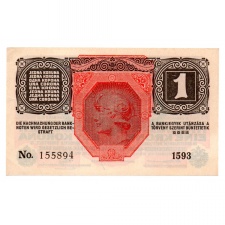 1 Korona Bankjegy 1916 Deutschösterreich bélyegzéssel XF