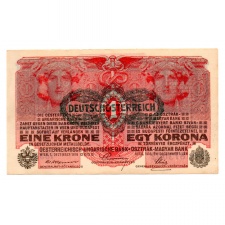 1 Korona Bankjegy 1916 Deutschösterreich felülbélyegzéssel UNC