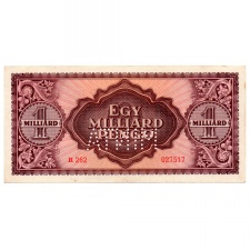 1 Milliárd Pengő Bankjegy 1946 utólagos MINTA perforáció