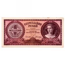 1 Milliárd Pengő Bankjegy 1946 VF