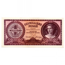 1 Milliárd Pengő Bankjegy 1946 alacsony sorszám 002970