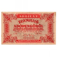 1 Millió Adópengő 1946 P53Ah F címer tükörkép és amelyeknek