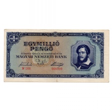 1 Millió Pengő Bankjegy 1945 érdekes sorszám 009999