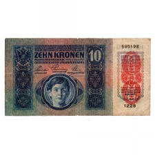 10 Korona Bankjegy 1915 Deutschösterreich felülbélyezéssel F