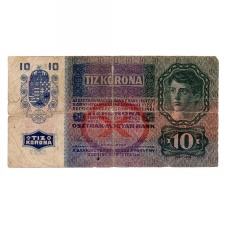 10 Korona Bankjegy 1915 Deutschösterreich felülbélyezéssel G-VG