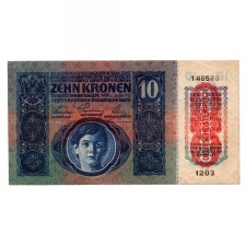 10 Korona Bankjegy 1915 Deutschösterreich felülbélyezéssel VF