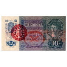 10 Korona Bankjegy 1915 Magyarország felülbélyezéssel