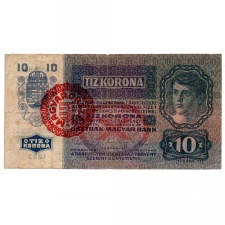 10 Korona Bankjegy 1915 VG Magyarország felülbélyezéssel