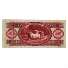 100 Forint Bankjegy 1949 MINTA lyukasztás és bélyegzés B665