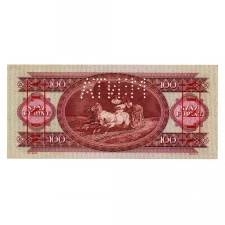 100 Forint Bankjegy 1949 MINTA lyukasztás és bélyegzés B718