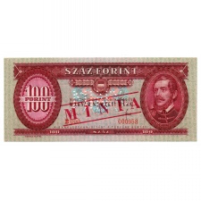 100 Forint Bankjegy 1968 MINTA lyukasztás és bélyegzés B000
