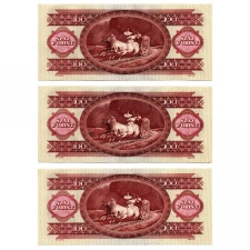 100 Forint Bankjegy 1984 UNC sorszámkövető 3db