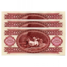 100 Forint Bankjegy 1989 UNC sorszámkövető 3 db