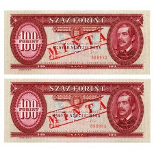 100 Forint Bankjegy 1992 MINTA sorszámkövető 2db