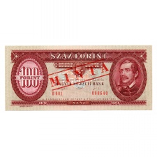 100 Forint Bankjegy 1993 MINTA lyukasztás és bélyegzés B000