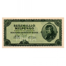 100 Millió Milpengő Bankjegy 1946 MINTA perforációval