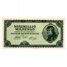 100 Millió Milpengő Bankjegy 1946 UNC
