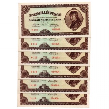 100 Millió Pengő Bankjegy 1946 sorszákövető 6 db