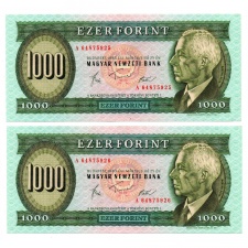 1000 Forint Bankjegy 1983 Március A sorozat EF sorszámkövető pár