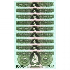 1000 Forint Bankjegy 1983 November B sorozat gEF sorkövető 9db