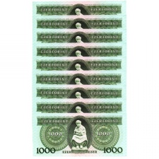 1000 Forint Bankjegy 1983 November B sorozat gEF sorkövető 9db