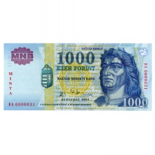 1000 Forint Bankjegy 2003 MINTA nagyon alacsony sorszám 0000031