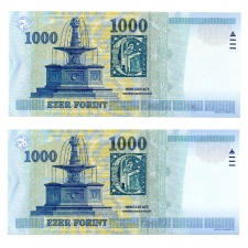 1000 Forint Bankjegy 2006 DF sorszámkövető pár XF
