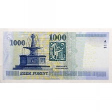 1000 Forint Bankjegy 2015 DD UNC EXTRÉM alacsony sorszám 